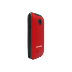 Mobiola MB610 Senior Flip, mobilní véčkový telefon pro seniory, SOS tlačítko, 2 obrazovky, nabíjecí stojánek, červený