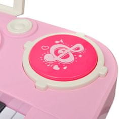 Greatstore Dětské klávesy se stoličkou a mikrofonem, 37 kláves, růžová barva