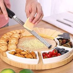 Dřevěné Prkénko na sýry, Servírovací prkno, Servírovací Prkénka na sýr + 3 misky, nůž, špachtle na sýr a vidlička | SNACKPLATTER