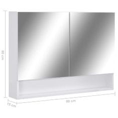 Greatstore LED koupelnová zrcadlová skříňka bílá 80 x 15 x 60 cm MDF